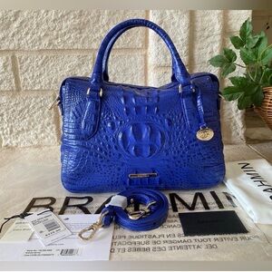 Brahmin Electric Cobalt Croc-Embossed Satchel